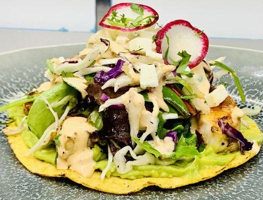 Shrimp avocado Tostada