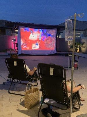 Iv therapy while watching outdoor TV, in the comfort of your own home!