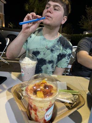 Mangonada and a cookies and cream milkshake