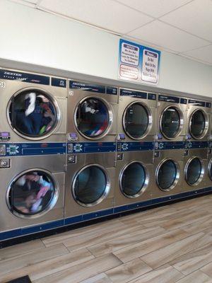 Dryers. Part of one row of them. They have people to clean them all day long.