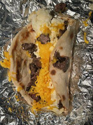 Steakhouse Beef and Egg Taco with Cheese (Breakfast)