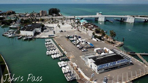 Drone aerial footage of John's Pass Marina