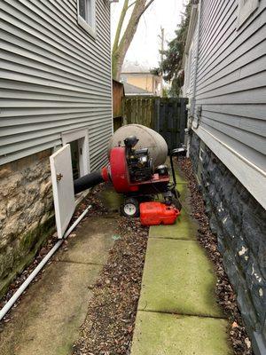 our vacuum is equipped with a powered cart to help us reach hard to reach places