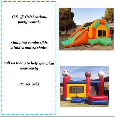 We have combo jumping balloons water slides for rent