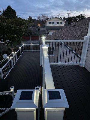 Trex deck and balcony topped off with solar post caps.