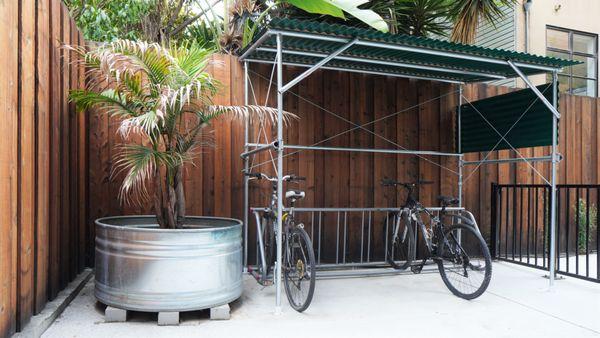 Outdoor bike rack in the rear yard