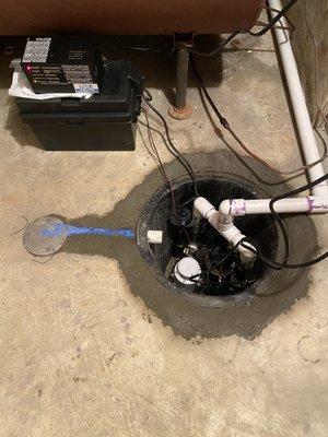 SUMP PUMP AND BATTERY BACK UP INSTALLATION