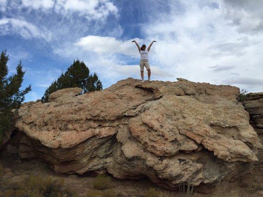 Checking out the cross beds....amazing geology on the course!