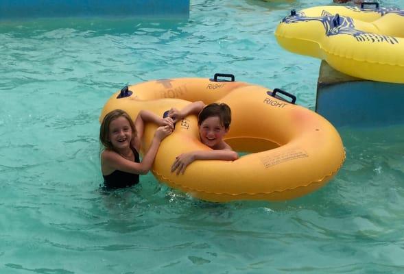 Jake and Ava after coming down from one of the slides!