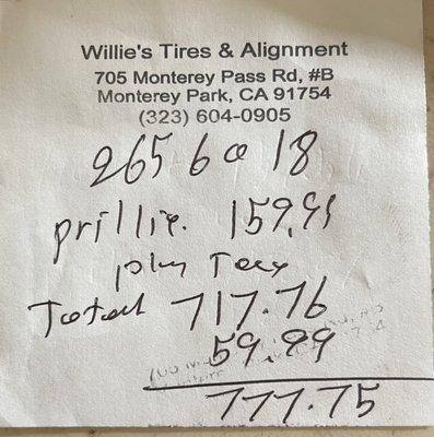 I tried to reach you to install tires SAP, unfortunately I tried to call many times, no answer, call me at(626) 3805788, David