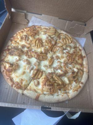 A poorly made pizza.