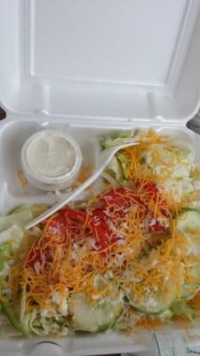 Garden salad. With ranch :/  I ordered blue cheese. I hate ranch. I'm guessing they didn't have blue cheese.