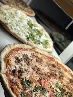 In-House made Sausage on a Traditional Pizza or Fresh Broccoli on a White Pizza...So Good!