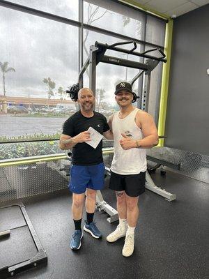 My son & I after a great workout at a clean, friendly staffed gym.  Plenty of equipment, weights, and classes to get in great shape.