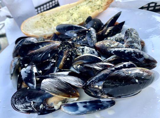 The appetizer dish of mussels was very large and very good.