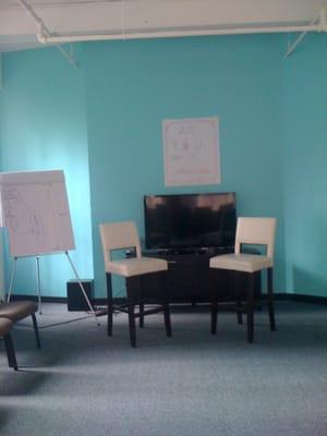 Our large classroom. This is where we teach our NLP and Hypnosis classes, hold practice nights and have our NLP movie events