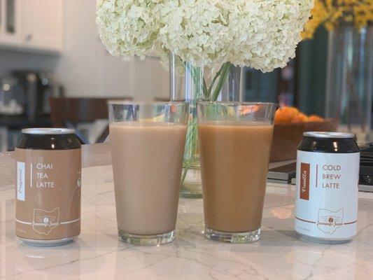 chai tea latte and vanilla cold brew latte for a sunday morning treat