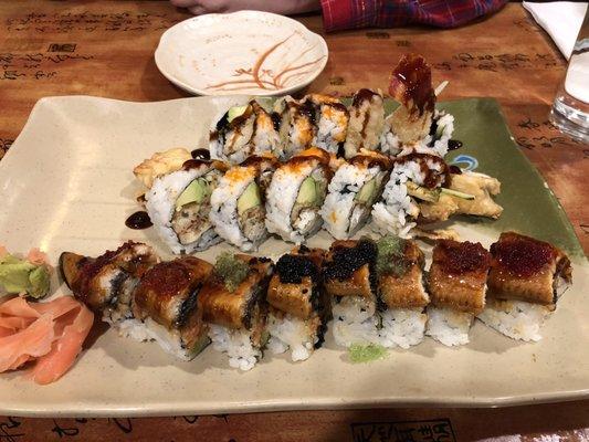 Three special rolls! The Spider Roll, Caterpillar Roll and  Crazy Flying Dragon Roll