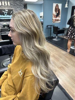 Lily J came in with all brown hair. Received and paid for a full highlight and left with beautiful blonde hair.