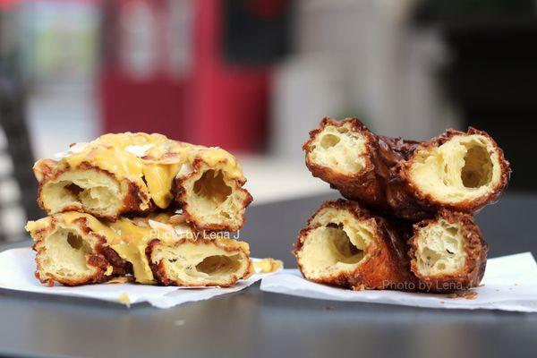 Inside of Passion Fruit Coconut Cruller ($4.50) and Maple Cruller ($4.50) - cruller texture is good but glaze is very sweet