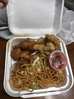 Chicken chow main, Oriental chicken, Sweet and Sour chicken.