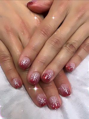 Nontoxic dip powder with Nails art & ombré with glitter & rhinestones