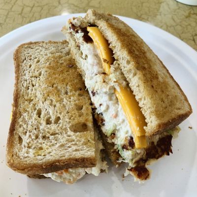 Tuna melt on wheat bread