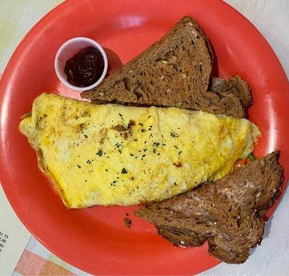 build your own omelette, 4 fillings with multi grain bread