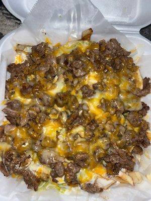 Ordene carne asada papas y saben como la de mi mamá y también son papas frescas recién cortadas supo bien Rico la comida