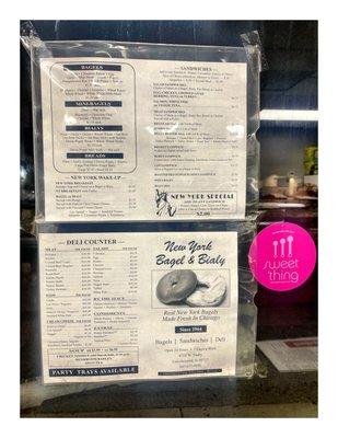 Menu New York Bagel & Bialy. (Touhy Ave.Lincolnwood IL) Breakfast Bakery NY Bagels Bialy Sandwiches Salads Soups etc.Old Fashion Deli.Cool!