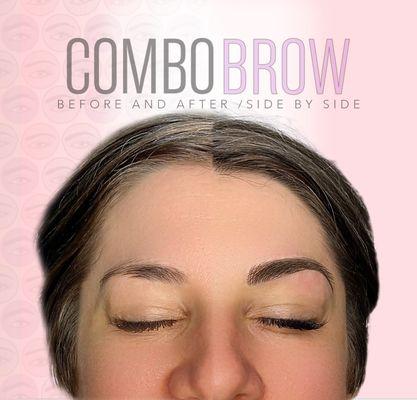 These side by sides illustrate how having a structured frame will enhance the client's natural beauty.

Book a combo or powder brow today!