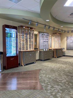 Eyeglasses wall at Summit Eye Care