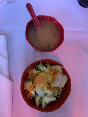 164. Miso Soup and 166. House Salad