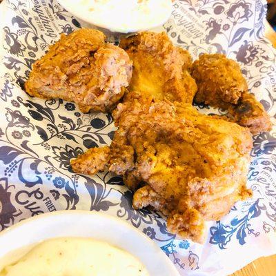 Country Fried Chicken with mashed potatoes and coleslaw