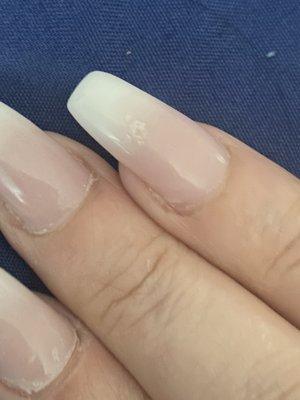 Went to get a fill in yesterday.. one day into my " nails" and they are chipping off.I regret the money  I spent there.