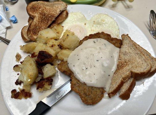 Country Fried Steak and Eggs Breakfast