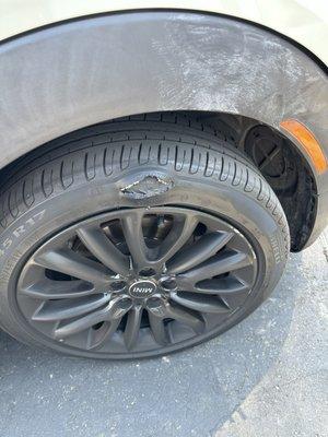 A defective Pirelli Run flat tire