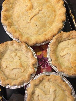 Chicken pies made with local chickens and our from scratch, flaky crust