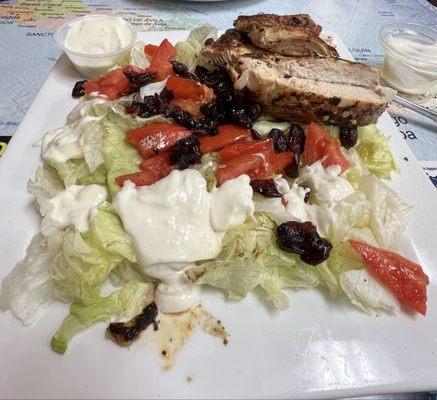 Garden salad with grilled chicken breast