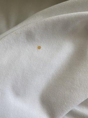 Weird spot on the sheets. Ketchup? Blood?