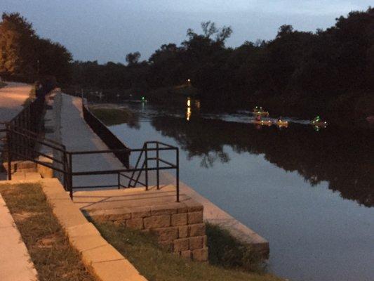 Night glow kayakers