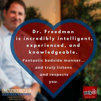 Dr. Michael Freedman, one of Annapolis' Top Docs, has received tremendous accolades from Evolve clients over the years.