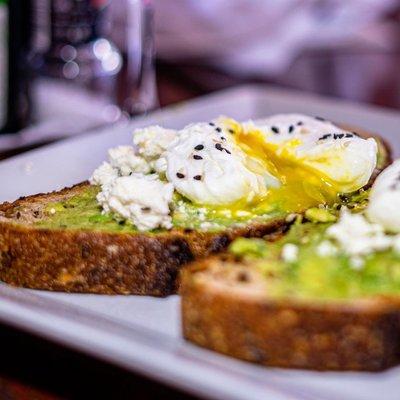 Avocado toast with poached eggs