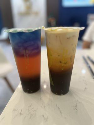 Butterfly rose lychee tea and imperial Thai tea