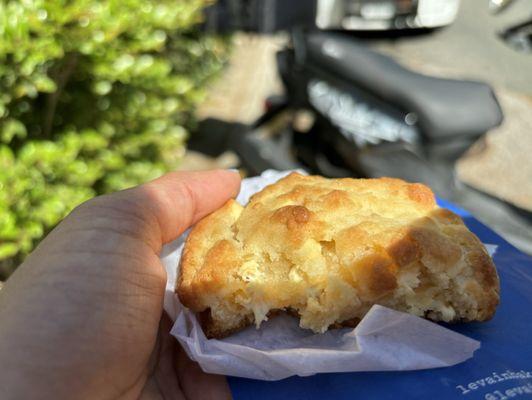 Lemon cookie with white chocolate chips, warm and gooey