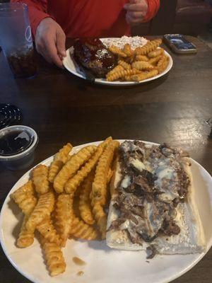 Philly Cheese with Fries Ribs with Fries & Slaw