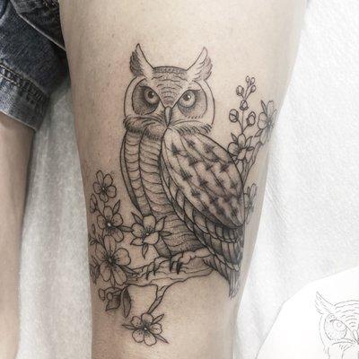 Owl by patriciamazzatattooer