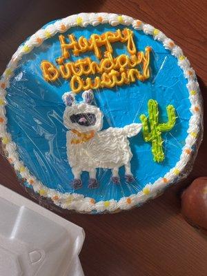 12 inch Llama birthday cookie