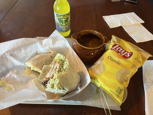 Soup and sandwich combo. (Bite taken due to lack of self control.)