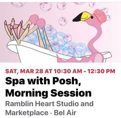 Spa with Posh. Sign up at ramblinheart.com